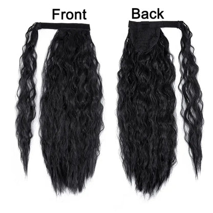 Wavy wrap ponytail extension 22 inch in Colour #2 dark brown