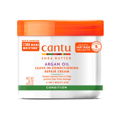 Cantu Argan Oil Leave-In Conditioning Repair Cream 453g front jar
