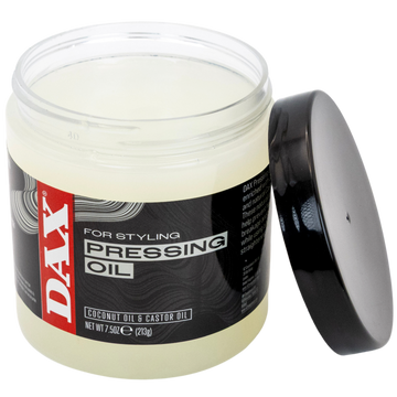 DAX Pressing Oil 14oz back label with ingredients and directions