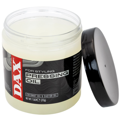 DAX Pressing Oil 14oz back label with ingredients and directions
