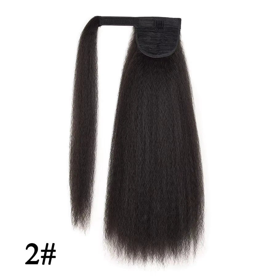 Afro Kinky Straight Wrap Ponytail 22 Inch – Colour #2 Dark Brown