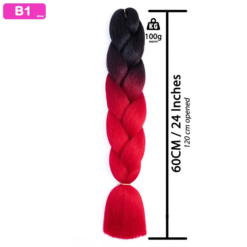 B1 - Jumbo Braiding Hair 24 Inch Ombre Black/Red - Afrihair