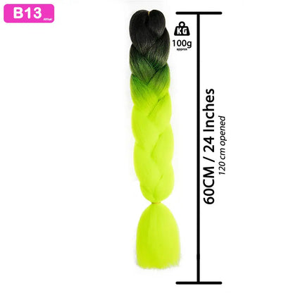 B13 - Jumbo Braiding Hair 24 Inch Ombre Black/Fluro Yellow