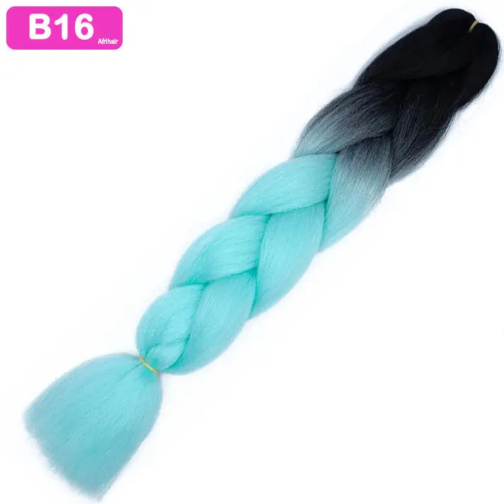 B16 - Jumbo Braiding Hair 24 Inch Ombre Black/Soft Mint