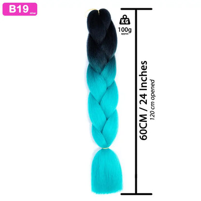 B19 - Jumbo Braiding Hair 24 Inch Ombre Black/Green