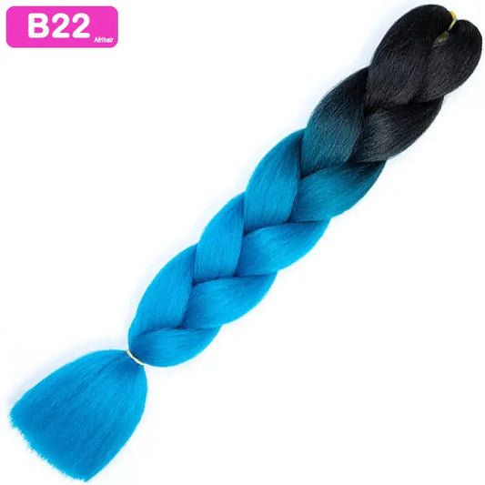 B22 - Jumbo Braiding Hair 24 Inch Ombre Black/Blue