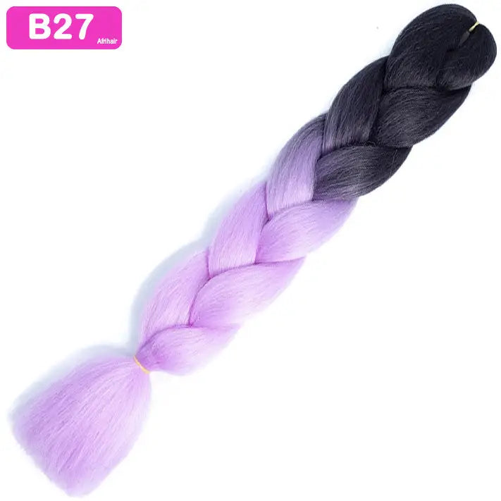 B27 - Jumbo Braiding Hair 24 Inch Ombre Black/Light Purple