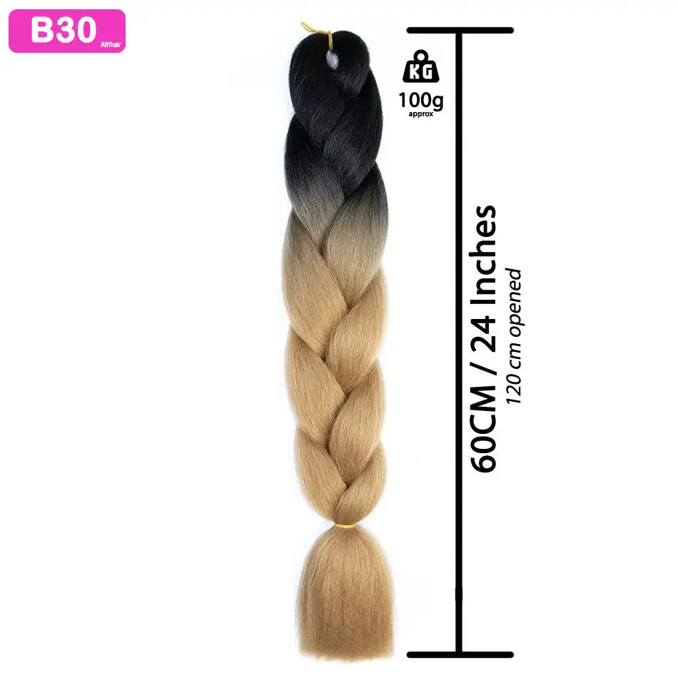 B30 - Jumbo Braiding Hair 24 Inch Ombre Black/Dark Blonde