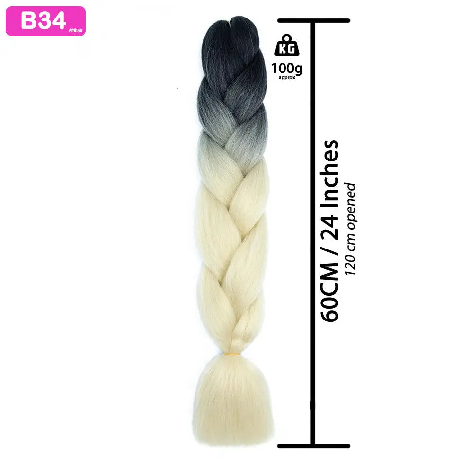 B34 - Jumbo Braiding Hair 24 Inch Ombre Black/Blonde