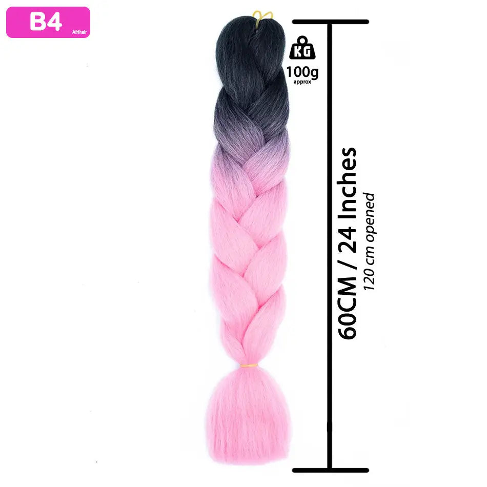 B4 - Jumbo Braiding Hair 24 Inch Ombre Black/Pink