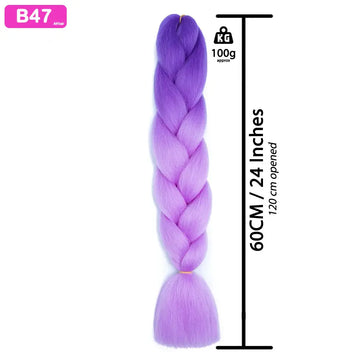 B47 - Jumbo Braiding Hair 24 Inch Ombre Purple/Light Purple