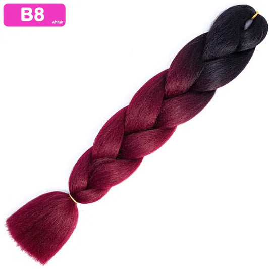 B8 - Jumbo Braiding Hair 24 Inch Ombre Black/Maroon