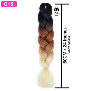 C15 - Jumbo Braiding Hair 24 Inch Ombre Black/Brown/Blonde