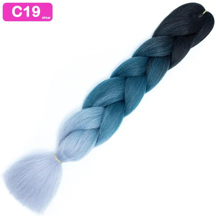 C19 - Jumbo Braiding Hair 24 Inch Ombre Black/Blue/Grey