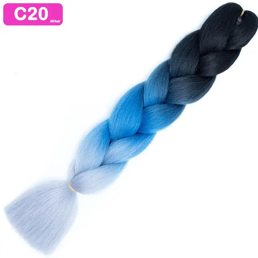 C20 - Jumbo Braiding Hair 24 Inch Ombre Black/Blue/Grey