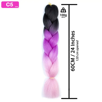 C5 - Jumbo Braiding Hair 24 Inch Ombre Black/Purple/Purple