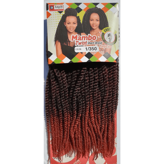 Mambo Twist Crochet Braids Short Colour No 1/350 - Black / Burnt Red | Afrihair