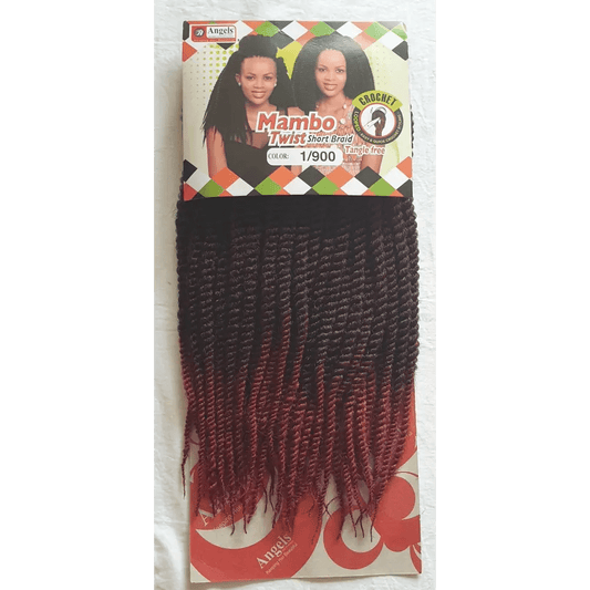 Mambo Twist Crochet Braids Short Colour No 1/900 - Black / Maroon | Afrihair