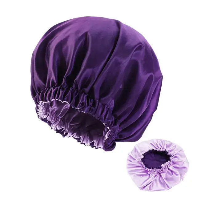 Satin Hair Bonnet - Purple - Hair Products & Accessories ->