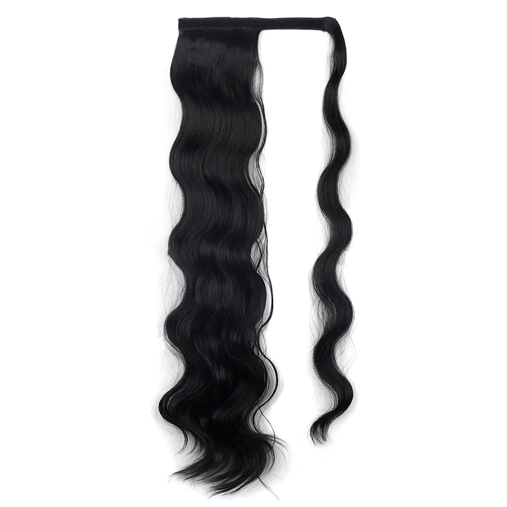 Wrap Ponytail Body Wave 24 Inch 1B Black - Hair Peices