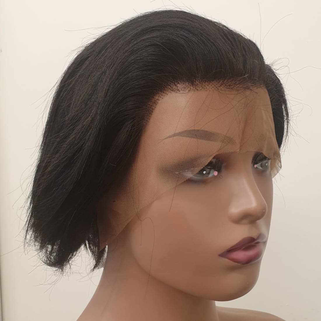 Lace Frontal Wig Black Human Hair - Synthetic Hair -> Wig