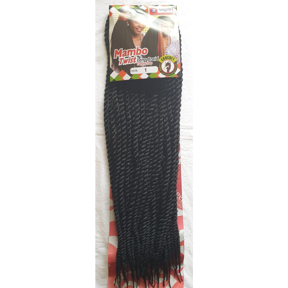 Mambo Twist Crochet Braids Long Colour No 1 - Crochet